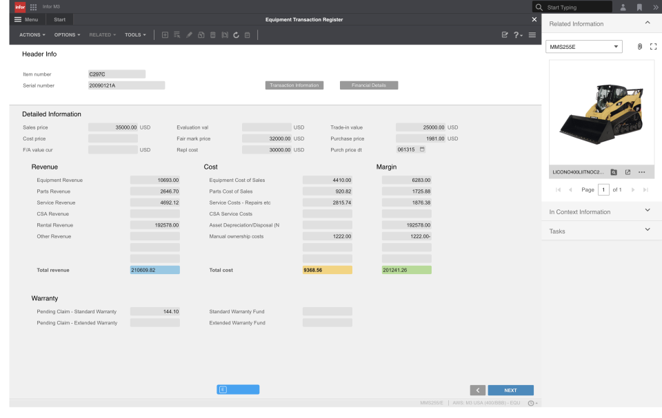 screenshot of Infor M3